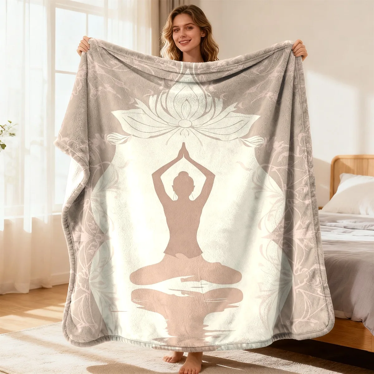 Spa Wellness Yoga - Luxurious Yoga Lotus Meditation Throw Blanket